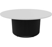 Круглый журнальный стол с металлическим подстольем GENGLASS 600х600 мм, TRUBIS Wood, чёрное подстолье и белая столешница 100 см GGT-03-2-3-М-100