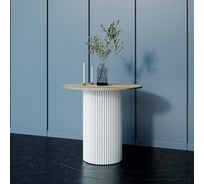 Круглый обеденный стол с металлическим подстольем GENGLASS 400х400 мм, TRUBIS Wood, белое подстолье, столешница орех 80 см GGT-03-3-1-L-80