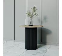 Круглый обеденный стол с металлическим подстольем GENGLASS 400х400 мм, TRUBIS Wood, чёрное подстолье, столешница орех 80 см GGT-03-2-1-L-80