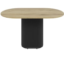 Овальный обеденный стол GENGLASS с чёрным металлическим подстольем и столешницей орех TRUBIS Wood, 1400х800х750 мм GGT-03-2-1-O-14080