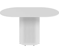 Овальный обеденный стол GENGLASS с белым металлическим подстольем и белой столешницей TRUBIS Wood, 1400х800х750 мм GGT-03-3-3-O-14080