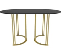 Стол овальный обеденный с золотым металлическим подстольем и чёрной столешницей GENGLASS VIOLUR, 1400х800х750мм, GGT-20-1-2-14080