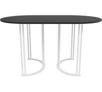 Овальный обеденный стол GENGLASS с белым металлическим подстольем и чёрной столешницей VIOLUR, 1400х800х750 мм GGT-20-3-2-14080