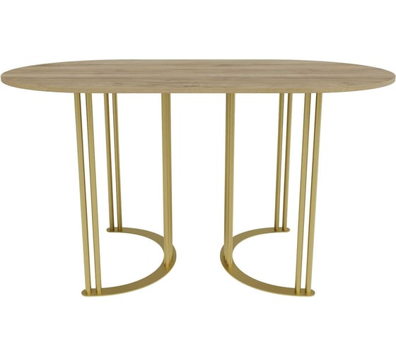 Овальный обеденный стол GENGLASS с золотым металлическим подстольем и столешницей орех VIOLUR, 1400х800х750 мм GGT-20-1-1-14080 1