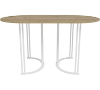 Овальный обеденный стол GENGLASS с белым металлическим подстольем и столешницей орех VIOLUR, 1400х800х750 мм GGT-20-3-1-14080