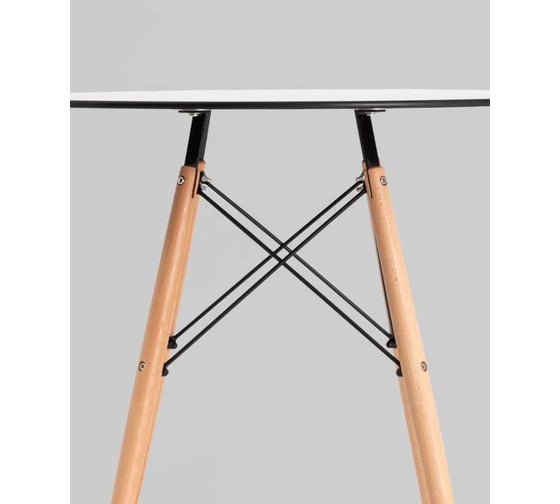 Стол для кухни обеденный круглый Стул Груп EAMES DSW NEW D80, стеклянный черный на деревянных ножках CHAD BLACK v.2