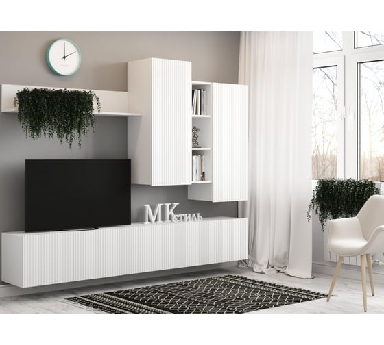 Гостиная Woodville Морти НМ-001 белый гладкий/глянцевый белый 583081