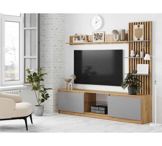 Гостиная Woodville Хадали НМ-001 дуб крафт золотой/серый шифер 580253