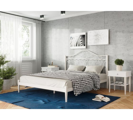 Двуспальная кровать Woodville Кери 160х200 см, белая 613388