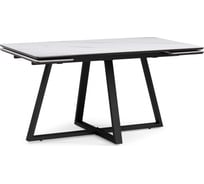 Керамический стол Woodville Памелла 140(200)х80х75 см, белый мрамор snow white/черный 612193