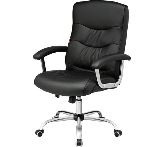 Кресло BN_Dt_EChair-550 TR Комус Мебель рец.кожа черная, хром 526698