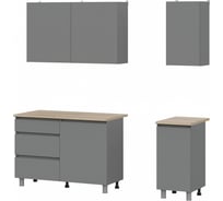 Кухня Woodville Сибити 1600 графит серый/дуб сонома 582746