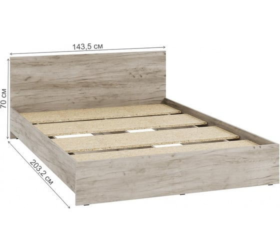 Полутораспальная кровать Woodville Адайн КР-140 140х200 см, дуб крафт серый/дуб крафт серый 608595