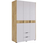 Шкаф Woodville Адам трехдверный, дуб крафт золотой/белое дерево 576854