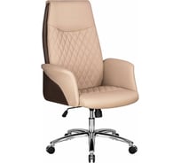 Офисное кресло для руководителей DOBRIN LEONARD цвет сиденья коричнево-бежевый, цвет основания хромированная сталь LMR-128B_M_EL-brown-beige