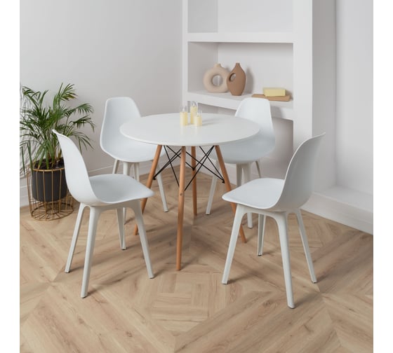 Комплект стульев пластиковых DERSTUHL 4 шт Plast White Eames, белый, DSL044.101.4