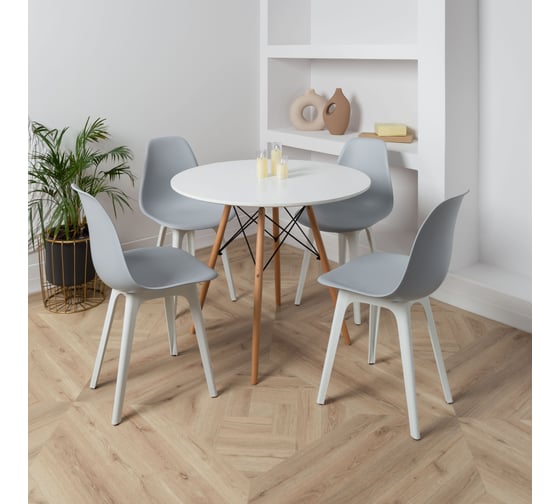 Комплект стульев пластиковых DERSTUHL 4 шт Plast White Eames, светло-серый, DSL044.102.4