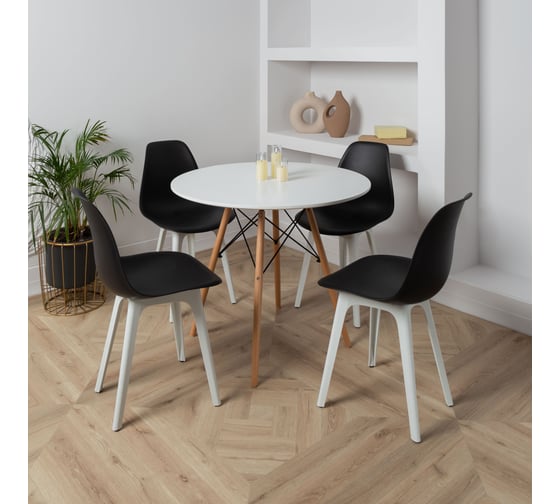 Комплект стульев пластиковых DERSTUHL 4 шт Plast White Eames, черный, DSL044.110.4