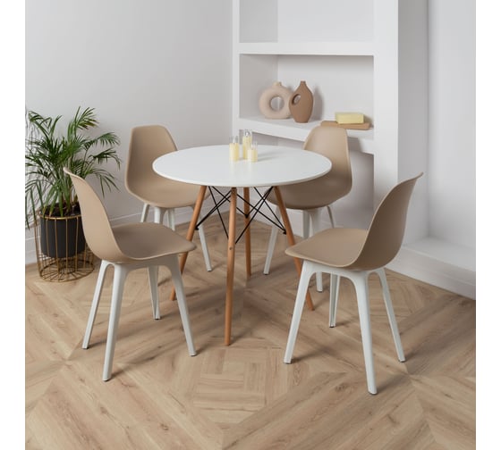 Стул DERSTUHL Plast White Eames, темно-бежевый, комплект 4 шт DSL044.113.4