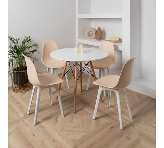 Стул DERSTUHL Plast White Eames, теплый бежевый, комплект 4 шт DSL044.114.4