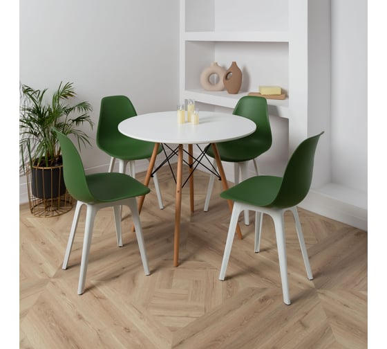 Стул DERSTUHL Plast White Eames, темно-зеленый, комплект 4 шт DSL044.116.4