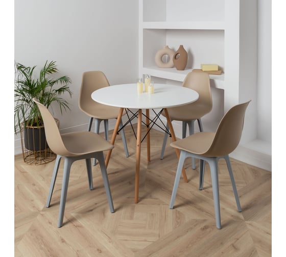 Стул DERSTUHL Plast Grey Eames, темно-бежевый, комплект 4 шт DSL044.213.4 1