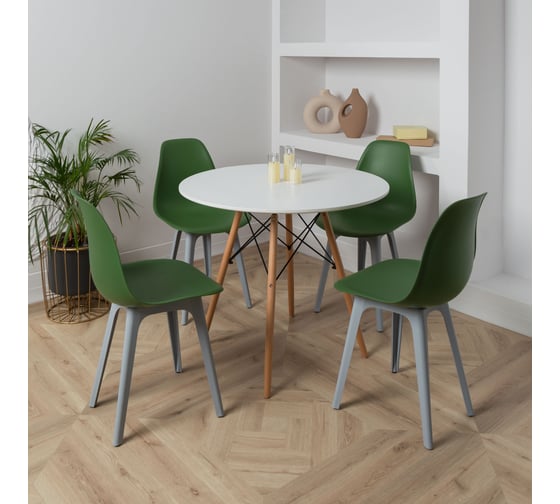 Стул DERSTUHL Plast Grey Eames, темно-зеленый, комплект 4 шт DSL044.216.4