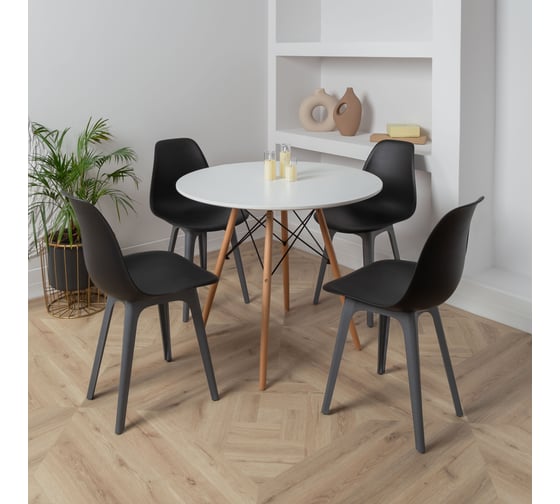 Стул DERSTUHL Plast Dark Grey Eames, черный, комплект 4 шт DSL044.310.4