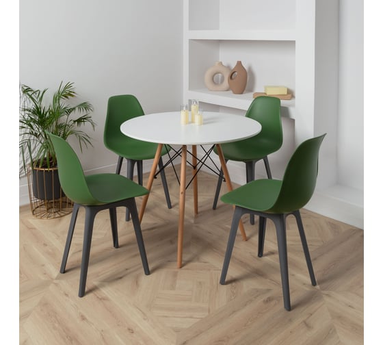 Комплект стульев пластиковых DERSTUHL 4 шт Plast Dark Grey Eames, темно-зеленый, DSL044.316.4 1