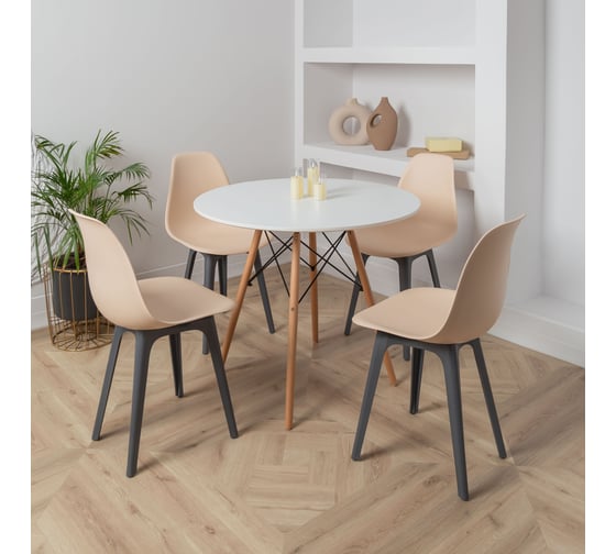 Комплект стульев пластиковых DERSTUHL 2 шт Plast Dark Grey Eames, теплый бежевый, DSL044.314.2