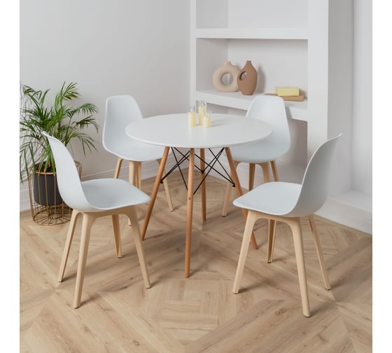 Стул DERSTUHL Plast Beige Eames, белый, комплект 4 шт DSL044.401.4