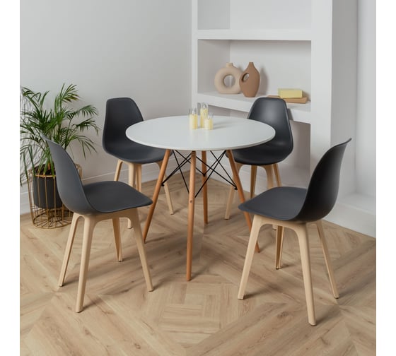 Стул DERSTUHL Plast Beige Eames, темно-серый, комплект 4 шт DSL044.403.4