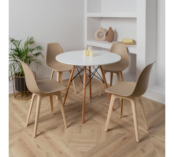 Стул DERSTUHL Plast Beige Eames, темно-бежевый, комплект 4 шт DSL044.413.4