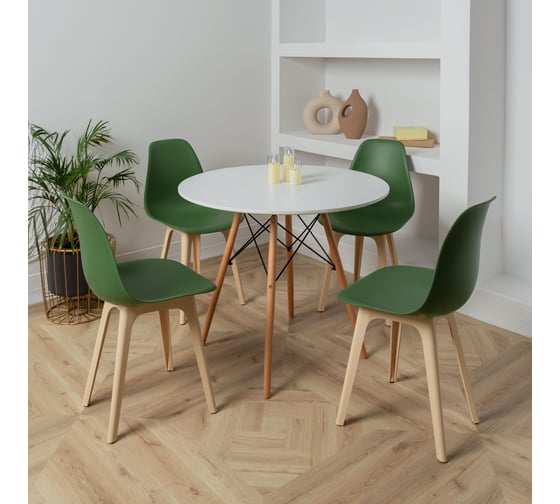 Стул DERSTUHL Plast Beige Eames, темно-зеленый, комплект 4 шт DSL044.416.4 1