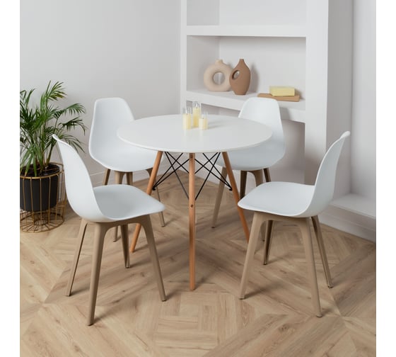 Комплект стульев пластиковых DERSTUHL 4 шт Plast Dark Beige Eames, белый, DSL044.501.4