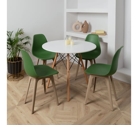 Стул DERSTUHL Plast Dark Beige Eames, темно-зеленый, комплект 4 шт DSL044.516.4 1