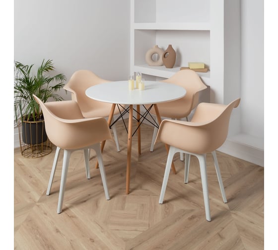 Стул-кресло DERSTUHL Plast White Eames, теплый бежевый, комплект 4 шт DSL045.114.4 1