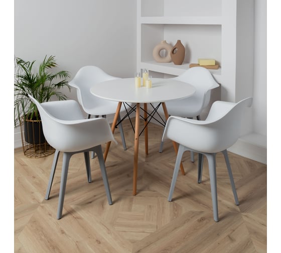 Комплект стульев пластиковых DERSTUHL 2 шт Plast Grey Eames, белый, DSL045.201.2