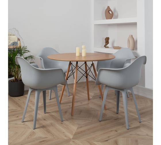 Комплект стульев пластиковых DERSTUHL 4 шт Plast Grey Eames, белый, DSL045.202.4 1
