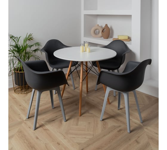 Комплект стульев пластиковых DERSTUHL 4 шт Plast Grey Eames, темно-серый, DSL045.203.4