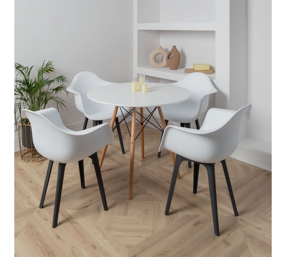 Комплект стульев пластиковых DERSTUHL 4 шт Plast Dark Grey Eames, белый, DSL045.301.4