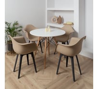 Стул-кресло DERSTUHL Plast Dark Grey Eames, темно-бежевый, комплект 4 шт DSL045.313.4