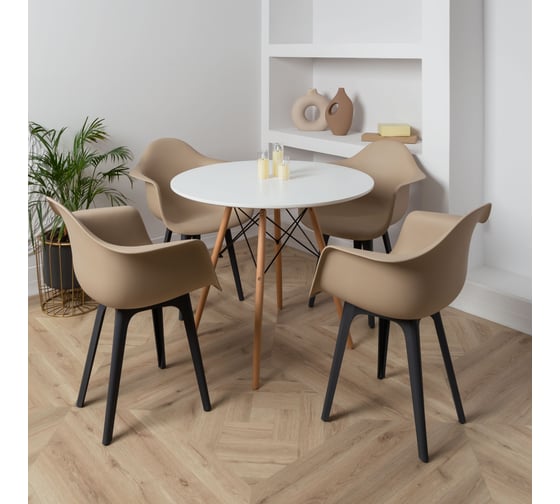 Стул-кресло DERSTUHL Plast Dark Grey Eames, темно-бежевый, комплект 4 шт DSL045.313.4 1