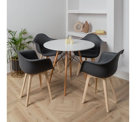 Стул-кресло DERSTUHL Plast Beige Eames, темно-серый, комплект 4 шт DSL045.403.4 1