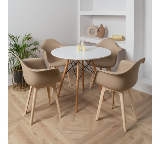Стул-кресло DERSTUHL Plast Beige Eames, темно-бежевый, комплект 4 шт DSL045.413.4 1