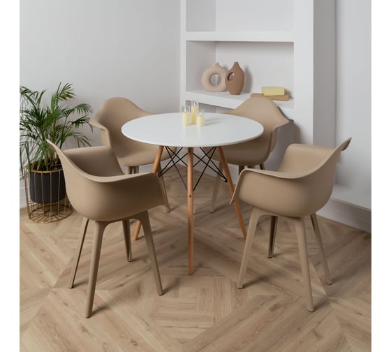 Комплект стульев пластиковых DERSTUHL 4 шт Plast Dark Beige Eames, темно-бежевый, DSL045.513.4