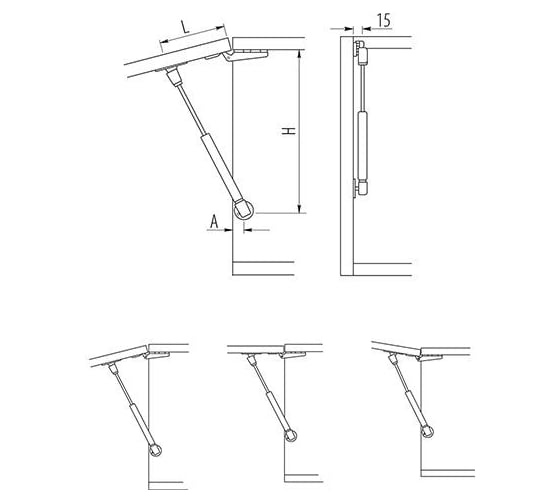 Мебельный газлифт GTV 120N, серый PD-G0120-N02