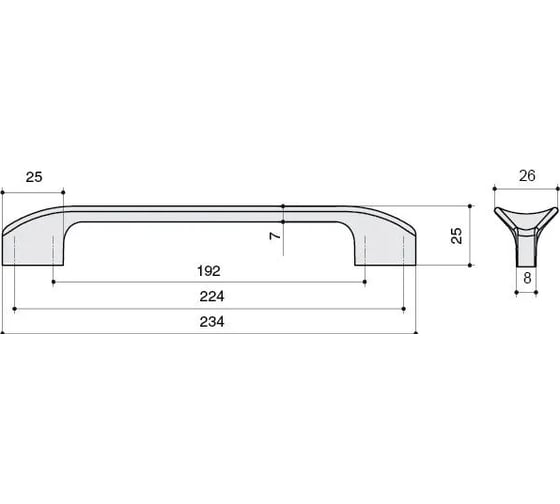 Ручка-скоба BelBagno 224-192 мм, отделка белый глянец 8.1107.224192.0270