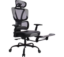 Кресло PREMIUM Venom GM-530, подножка, синхромеханизм, экокожа/сетка, черное/серое, BRABIX 532951