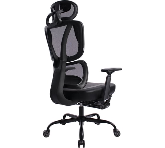 Кресло PREMIUM Venom GM-530, подножка, синхромеханизм, экокожа/сетка, черное/серое, BRABIX 532951